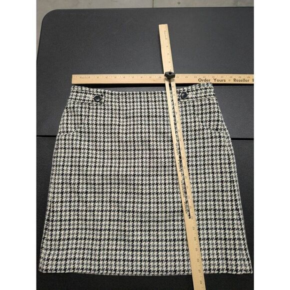 Ann Taylor LOFT Beige Houndstooth Mini Skirt Wool Zippered A Line Women Size 6 - Picture 5 of 5